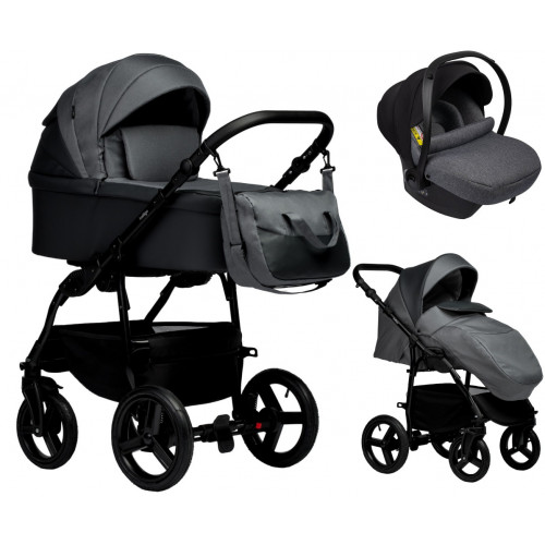 Детская коляска Indigo Impulse Eco 3 в 1 с автокреслом Avionaut Cosmo Grey Ie06 серая кожа/серый