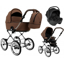 Детская коляска Roan Bass Next Classic d14 2.0 3 в 1 с автокреслом Pituso Baesa Pro Black BSNC/91/2 Mocha Mousse/Black/руч.Cappuccino