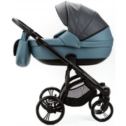 Детская коляска Adamex Lanti Deluxe 3 в 1 LN-SD42 (Т. СЕРАЯ. КОЖА + СЕРО-ГОЛУБ.КОЖА)