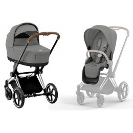 Коляска Cybex Priam IV Chrome Brown complete и автокресло Cloud G i-Size Stone Grey Plus 3 в 1 Mirage Grey