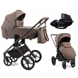 Детская коляска Peppy Monaco Thermo 3 в 1 с автокреслом Verona Black Mocca (кофе), рама серо-коричневая