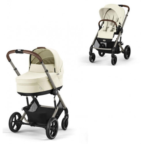 Коляска Cybex Balios S Lux TPE complete Aton S2 Moon Black 3 в 1 Seashell Beige с дождевиками