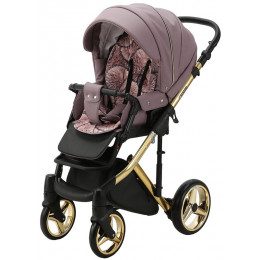 Детская коляска Adamex Chantal Special Edition Deluxe 3 в 1 С115 (СИРЕН.ПУДР.КОЖА ЗОЛОТ РАМА)