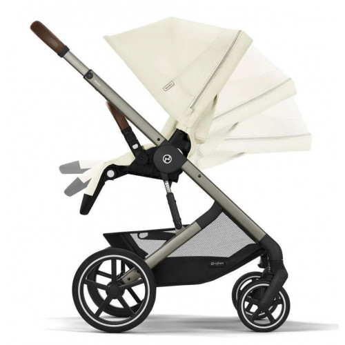 Коляска Cybex Balios S Lux TPE complete Aton S2 Moon Black 3 в 1 Seashell Beige с дождевиками