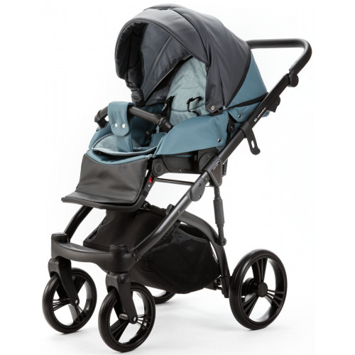 Детская коляска Adamex Lanti Deluxe 3 в 1 LN-SD42 (Т. СЕРАЯ. КОЖА + СЕРО-ГОЛУБ.КОЖА)