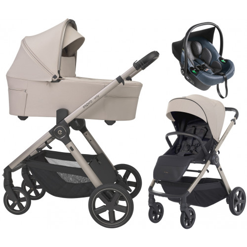 Детская коляска 3 в 1 Espiro Only 2026 и автокресло Pi Gray blue 519 vanilla beige