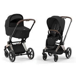 Коляска Cybex Priam IV Rosegold complete и автокресло Cloud G i-Size Stone Grey Plus 3 в 1 Sepia Black