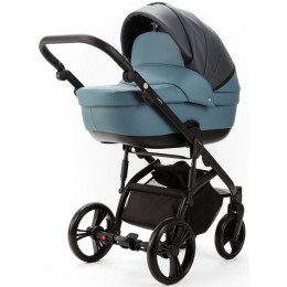 Детская коляска Adamex Lanti Deluxe 3 в 1 LN-SD42 (Т. СЕРАЯ. КОЖА + СЕРО-ГОЛУБ.КОЖА)