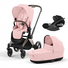 Купить коляску 3в1 Cybex Priam IV, в цвете Peach Pink (шасси Rose Gold) + автокресло Cybex Cloud T