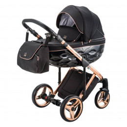 Детская коляска Adamex Chantal Special Edition 3 в 1 C8 (ЧЕРН+ЧЕРН.РИФЛЕН.ДНО+БРОНЗА РАМА)