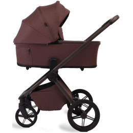 Детская коляска Peppy Monaco Plus 3 в 1 с автокреслом Verona Brown Burgundy (винный), рама коричневая