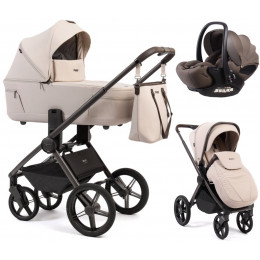 Детская коляска Peppy Monaco Thermo 3 в 1 с автокреслом Verona Brown Beige (молочный), рама серо-коричневая