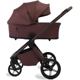 Детская коляска Peppy Monaco Plus 3 в 1 с автокреслом Verona Brown Burgundy (винный), рама коричневая