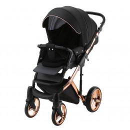 Детская коляска Adamex Chantal Special Edition 3 в 1 C8 (ЧЕРН+ЧЕРН.РИФЛЕН.ДНО+БРОНЗА РАМА)