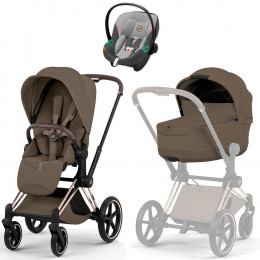 Коляска Cybex Priam V Rosegold Style Aton S2 Lava Grey 3 в 1 Coconut Brown