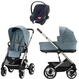 Коляска Cybex Talos S Lux TPE complete Aton B2 Bay Blue 3 в 1 Stormy Blue с дождевиками