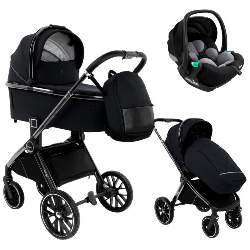 Детская коляска Pituso Mayla Lux 3 в 1 с автокреслом Baesa Black