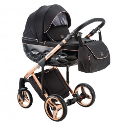 Детская коляска Adamex Chantal Special Edition 3 в 1 C8 (ЧЕРН+ЧЕРН.РИФЛЕН.ДНО+БРОНЗА РАМА)