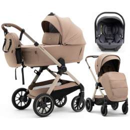 Коляска Agex Prima Pro 3 в 1 с автокреслом i-Team ATG080 Grey APP232 Beige (Бежевый)