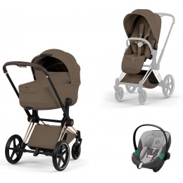 Коляска Cybex Priam V Rosegold Style Aton S2 Lava Grey 3 в 1 Coconut Brown
