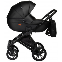 Детская коляска Indigo Mio Eco 3 в 1 с автокреслом Avionaut Cosmo Black 01 черная кожа