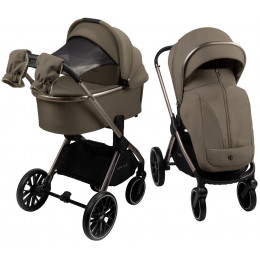 Детская коляска AmaroBaby Genius 3 в 1 с автокреслом Rant Miro Black коричневый