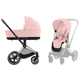 Коляска Cybex Priam IV Rosegold complete и автокресло Cloud G i-Size Moon Black Plus 3 в 1 Peach Pink
