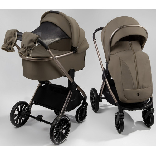 Детская коляска AmaroBaby Genius 3 в 1 с автокреслом Rant Miro Black коричневый