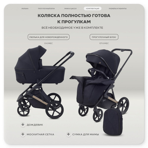 Детская коляска Rant Garda 3 в 1 с автокреслом Perla Graphite Black