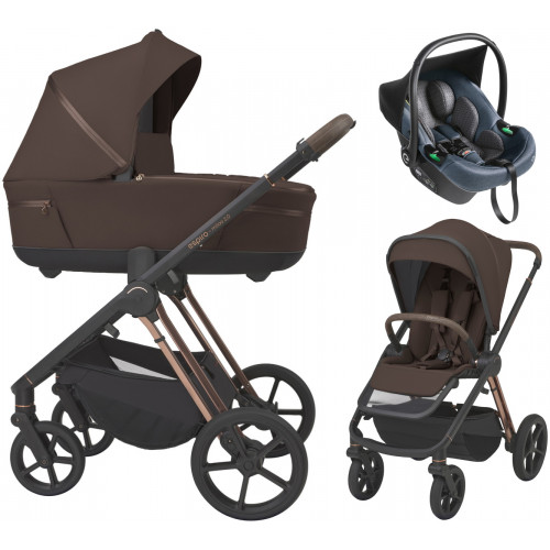 Детская коляска 3 в 1 Espiro Miloo 2.0 и автокресло Pi Gray blue 308 exellent chocolate