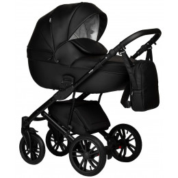 Детская коляска Indigo Mio Eco 3 в 1 с автокреслом Avionaut Cosmo Black 01 черная кожа
