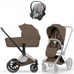 Коляска Cybex Priam V Rosegold Style Aton S2 Lava Grey 3 в 1 Coconut Brown