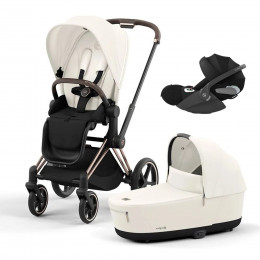 Купить коляску 3в1 Cybex Priam IV, в цвете Off White (шасси Rose Gold) + автокресло Cybex Cloud T