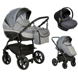Детская коляска Indigo Indigo New 3 в 1 с автокреслом Avionaut Cosmo Grey In07 черный