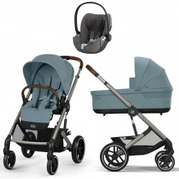 Коляска Cybex Balios S Lux TPE complete Cloud T Mirage Grey Plus 3 в 1 Stormy Blue с дождевиками