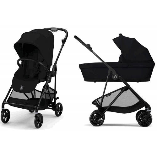 Коляска Cybex Melio Carbon Aton B2 i-Size Steel Grey 3 в 1 Magic Black с дождевиками