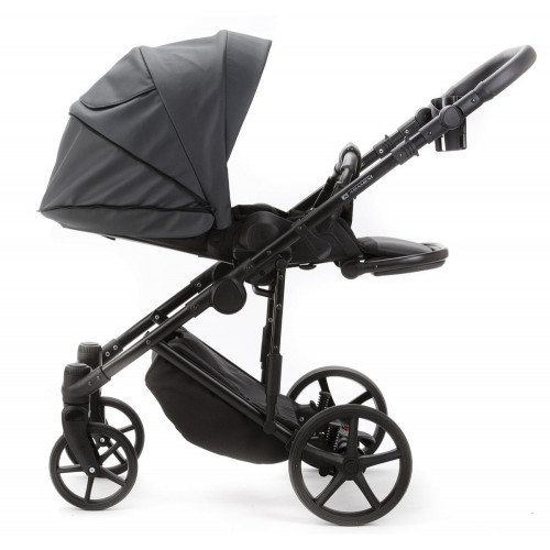 Детская коляска Adamex Zico Deluxe New 3 в 1 ZN-SA05 ТЕМНО-СЕРАЯ КОЖА