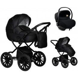 Детская коляска Indigo Mio Eco Plus 14 3 в 1 с автокреслом Avionaut Cosmo Black 01 черная кожа