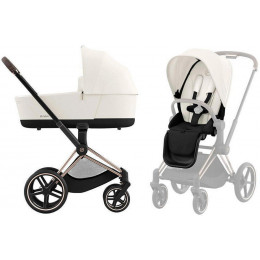 Коляска Cybex Priam IV Rosegold complete и автокресло Cloud G i-Size Fog Grey 3 в 1 Off White