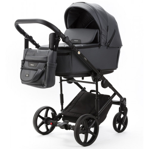 Детская коляска Adamex Zico Deluxe New 3 в 1 ZN-SA05 ТЕМНО-СЕРАЯ КОЖА