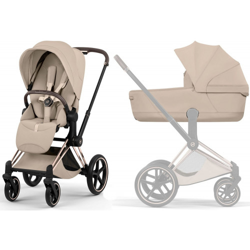 Коляска Cybex Priam V Rosegold Style Cloud T Sepia Black Plus 3 в 1 Cozy Beige