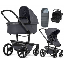 Детская коляска 3 в 1 Joolz Day 5 и автокресло Baby-Safe Core Space Black без адаптеров + конверт в подарок Stone grey