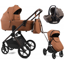 Детская коляска Peppy Monaco Thermo 3 в 1 с автокреслом Verona Brown Biscuit (бисквит), рама серо-коричневая