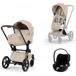 Коляска Cybex Priam V Rosegold Style Cloud T Sepia Black Plus 3 в 1 Cozy Beige