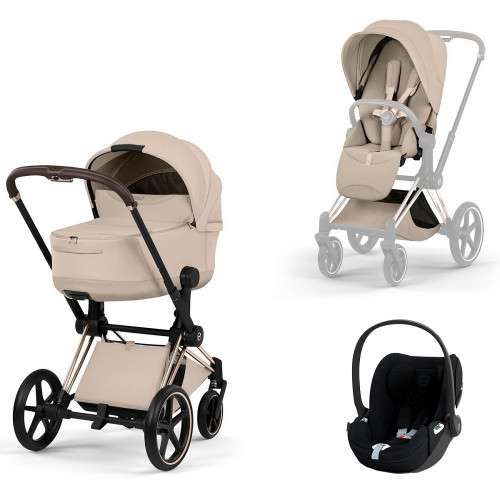 Коляска Cybex Priam V Rosegold Style Cloud T Sepia Black Plus 3 в 1 Cozy Beige