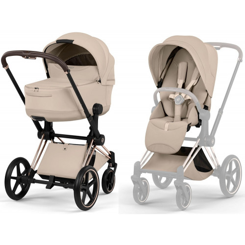Коляска Cybex Priam V Rosegold Style Cloud T Sepia Black Plus 3 в 1 Cozy Beige