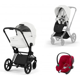 Коляска Cybex Priam V Matt Black Style Aton B2 Dynamic Red 3 в 1 Off White