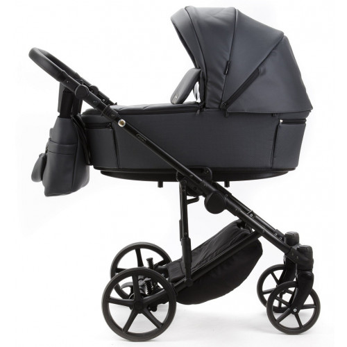 Детская коляска Adamex Zico Deluxe New 3 в 1 ZN-SA05 ТЕМНО-СЕРАЯ КОЖА