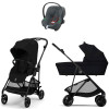 Коляска Cybex Melio Carbon Aton B2 i-Size Steel Grey 3 в 1 Magic Black с дождевиками
