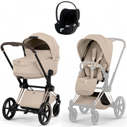 Коляска Cybex Priam V Rosegold Style Cloud T Sepia Black Plus 3 в 1 Cozy Beige
